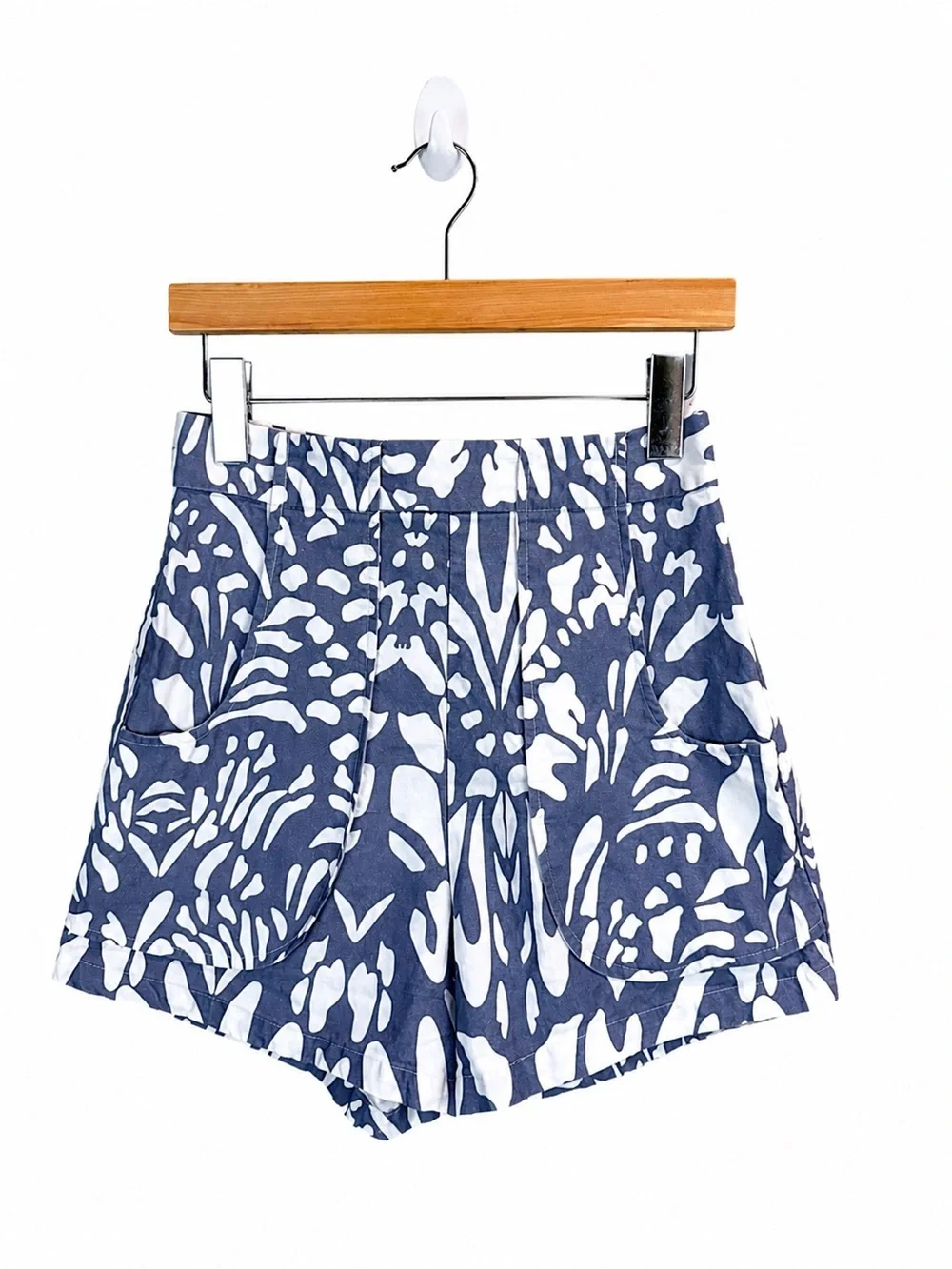 Anthropologie OhSevenDays Poche High Rise Linen Blend Printed Shorts Medium - Picture 5 of 14